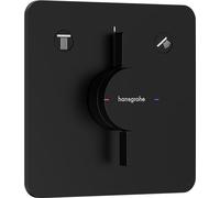 hansgrohe DuoTurn Q, grifo de ducha empotrado para 2 funciones, grifo monomando ducha, mezclador monomando de ducha para iBox universal 2, negro mate
