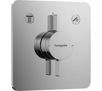 hansgrohe DuoTurn Q mezclador, empotrado, 2 consumidores, 2 funciones, roseta Soft Edge, 75414000, Color: cromado