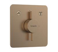hansgrohe DuoTurn Q mezclador, empotrado, 2 consumidores, 2 funciones, roseta Soft Edge, 75414140, Color: Bronce cepillado