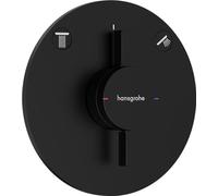 hansgrohe DuoTurn S, grifo de ducha empotrado para 2 funciones, grifo monomando ducha redondo, mezclador monomando de ducha para iBox universal 2, negro mate