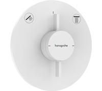 hansgrohe DuoTurn S, grifo de ducha empotrado para 2 funciones, grifo monomando ducha redondo, mezclador monomando de ducha para iBox universal 2, blanco mate
