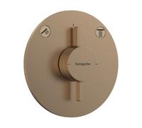 hansgrohe DuoTurn S mezclador, empotrado, 2 consumidores, 2 funciones, roseta redonda, 75418140, Color: Bronce cepillado
