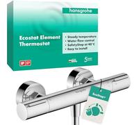 hansgrohe Ecostat Element, termostato para ducha empotrado con EcoStop+, grifo ducha con botón de seguridad (SafetyStop) a 40°C, termostato, mezclador para 1 función, cromo, 13346000