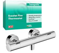 hansgrohe Ecostat Fine, termostato para ducha empotrado con EcoStop+, grifo ducha con botón de seguridad (SafetyStop) a 40°C, termostato, mezclador para 1 función, cromo, 13324000