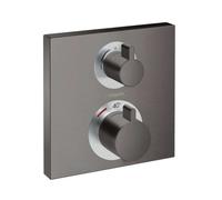 Hansgrohe Ecostat Square - Grifo termostático empotrado para 2 aparatos, cromo negro cepillado 15714340
