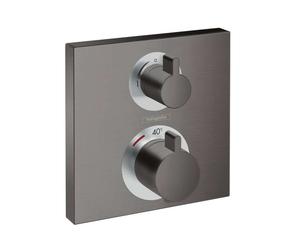 Hansgrohe Ecostat Square - Grifo termostático empotrado para 2 aparatos, cromo negro cepillado 15714340