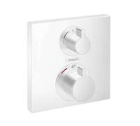 Hansgrohe Ecostat Square Termostato empotrado para 2 funciones (llave de paso e inversor), blanco mate, 15714700