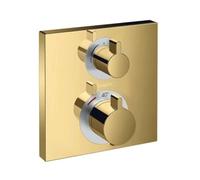 Hansgrohe Ecostat Square Termostato empotrado para 2 funciones (llave de paso e inversor), color oro pulido, 15714990