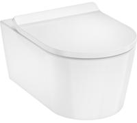 Hansgrohe EluPura S taza de inodoro con asiento de cierre suave suspendido sin reborde con descarga de remolino blanco brillante 60344450
