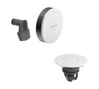 hansgrohe Exafill - Embellecedor para bañeras estándares y especiales con vaciador Push-Open, apto para bañeras con desagüe de 52 mm de diámetro, cromo negro cepillado/blanco alto brillo, 58119340