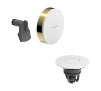hansgrohe Exafill - Embellecedor para bañeras estándares y especiales con vaciador Push-Open, apto para bañeras con desagüe de 52 mm de diámetro, color oro pulido/blanco alto brillo, 58119990