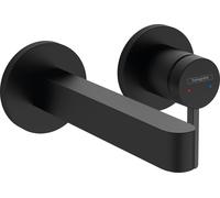 hansgrohe Finoris grifería de lavabo modelo empotrado para montaje en pared con caños 16,5 cm, alcance 168mm, 76051670, Color: negro mate