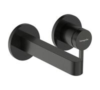 hansgrohe Finoris grifería de lavabo modelo empotrado para montaje en pared con caños 16,5 cm, alcance 168mm, 76051340, Color: Cromo negro cepillado