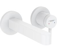 hansgrohe Finoris grifería de lavabo modelo empotrado para montaje en pared con caños 16,5 cm, alcance 168mm, 76051700, Color: blanco mate