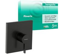 hansgrohe Finoris - grifo de ducha empotrado para 1 función, grifo monomando ducha rectangular, mezclador monomando de ducha para iBox universal, cromo negro cepillado, 76615340