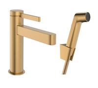 Hansgrohe Finoris - Grifo de lavabo con desagüe Push-Open y ducha bidé, EcoSmart, bronce cepillado 76210140