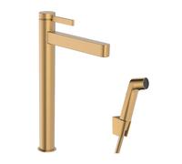 Hansgrohe Finoris - Grifo de lavabo con desagüe Push-Open y ducha bidé, EcoSmart, bronce cepillado 76220140