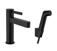 Hansgrohe Finoris - Grifo de lavabo con ducha de bidé, con desagüe Push-Open, EcoSmart, negro mate 76210670