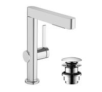 Hansgrohe Grifo para lavabo de pie Finoris – Ducha extraíble, Push-Open, EcoSmart, cromo 76063000