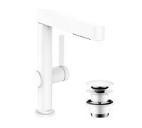 hansgrohe Finoris Grifo monomando de lavabo 230 con caño extraíble, 2 tipos de chorro y con vaciador Push-Open, blanco mate, 76063700