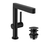 hansgrohe Finoris Grifo monomando de lavabo 230 con caño extraíble, 2 tipos de chorro y con vaciador Push-Open, negro mate, 76063670