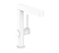 hansgrohe Finoris Mezclador monomando de lavabo 230 con caño giratorio y desagüe automático PUSH, 178 mm de alcance, 76060700, Color: blanco mate