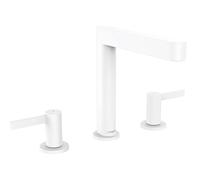 hansgrohe Finoris Mezclador de lavabo de 3 agujeros 160 con vaciador Push-Open, blanco mate, 76034700