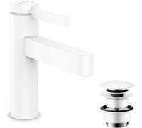 hansgrohe Finoris mezclador monomando de lavabo 100 con desagüe automático push-open, alcance 126mm, 76010700, Color: blanco mate