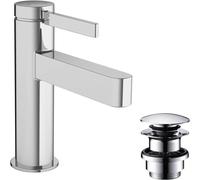 hansgrohe Finoris mezclador monomando de lavabo 100 con desagüe automático push-open, alcance 126mm, 76010000, Color: cromado