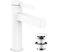 hansgrohe Finoris mezclador monomando de lavabo 110 CoolStart con desagüe automático push-open, alcance 139mm, 76024700, Color: blanco mate