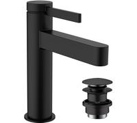 hansgrohe Finoris mezclador monomando de lavabo 110 CoolStart con desagüe automático push-open, alcance 139mm, 76024670, Color: negro mate