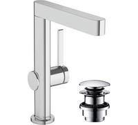 hansgrohe Finoris Mezclador monomando de lavabo 230 con caño giratorio y desagüe automático PUSH, 178 mm de alcance, 76060000, Color: cromado