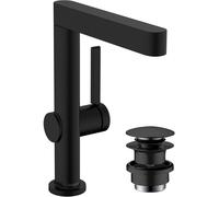 Hansgrohe Finoris - Grifo de lavabo 230, con desagüe Push-Open y caño giratorio, negro mate 76060670
