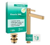 Hansgrohe Finoris - Grifo de lavabo, con desagüe Push-Open, CoolStart, EcoSmart, bronce cepillado 76072140