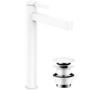 hansgrohe Finoris Mezclador monomando de lavabo 260 para lavabos con desagüe automático push-open, alcance 208mm, 76070700, Color: blanco mate