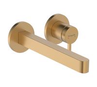 hansgrohe Finoris mezclador monomando de lavabo empotrado para montaje en pared con caño de 22,5 cm, proyección de 228 mm, 76050140, Color: Bronce cepillado