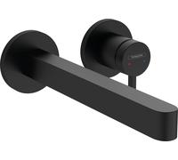 hansgrohe Finoris mezclador monomando de lavabo empotrado para montaje en pared con caño de 22,5 cm, proyección de 228 mm, 76050670, Color: negro mate