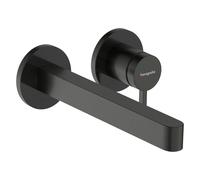 hansgrohe Finoris mezclador monomando de lavabo empotrado para montaje en pared con caño de 22,5 cm, proyección de 228 mm, 76050340, Color: Cromo negro cepillado