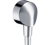 Hansgrohe Fixfit, codo de conexión para pared, con válvula antirretorno, DN 15 (1/2"), número de artículo 27458, acabado cromado