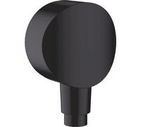 hansgrohe FixFit - Toma de agua S con válvula anti-retorno y ángulo de conexión sintético, conexión de manguera de pared, negro mate, 26453670