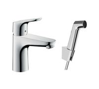 Hansgrohe Focus E2 - Grifo de lavabo 100, con teleducha Bidette, cromo 31927000