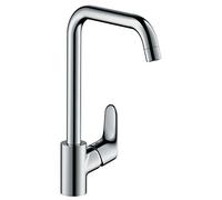 hansgrohe Focus M41 - grifo de cocina, 1 tipo de chorro, mezclador monomando cocina 260 mm, grifo cocina fregadero con caño giratorio, cromo, 31820000