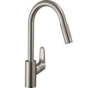 Hansgrohe Grifo de cocina Focus M41 - monomando, ducha extraíble, 2 tipos de chorro, caño giratorio