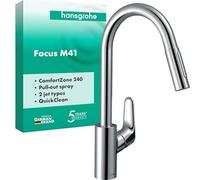 Hansgrohe Grifo de cocina de pie Focus M41 31815000 monomando 240 mm ducha extraíble 2 chorros cromo