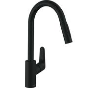 Hansgrohe Focus M41 - Grifo de fregadero con ducha extraíble, negro mate 31815670