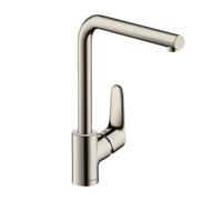 Hansgrohe Focus M41 - Grifo monomando de fregadero 280 con caño giratorio, aspecto de acero inoxidable 31817800