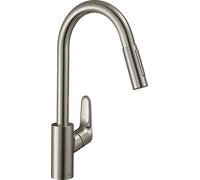hansgrohe Focus M41 mezclador monomando de cocina 240, Eco, 2 tipos de chorro, 31833800, Color: Acabado en acero inoxidable