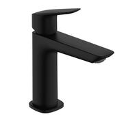 hansgrohe Logis mezclador de lavabo Fine, CoolStart, ComfortZone110, juego de desagüe, proyección 121mm, 71254670, Color: negro mate