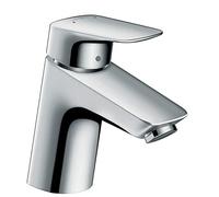hansgrohe Logis - grifo lavabo con vaciador Push-Open, grifo monomando lavabo 67 mm, mezclador monomando lavabo ahorro de agua (EcoSmart), cromo, 71077000