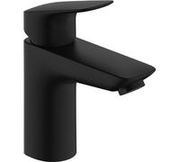 hansgrohe Logis - grifo lavabo con vaciador Push-Open, grifo monomando lavabo 93 mm, mezclador monomando lavabo ahorro de agua (EcoSmart), negro mate, 71107670